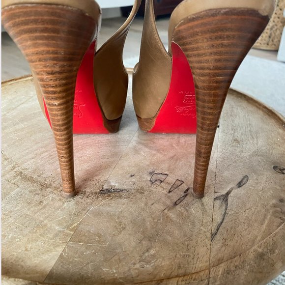 Christian Louboutin Peep Toe Slingback Platform 6" Heel  1" Platform - Picture 8 of 13